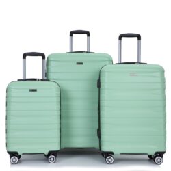 3 Piece Luggage Sets Pc Lightweight & Durable Expandable Suitcase With Two Hooks, Double Spinner Wheels, Tsa Lock, (21/25/29) - Light Green
