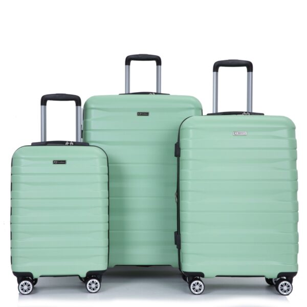 3 Piece Luggage Sets Pc Lightweight & Durable Expandable Suitcase With Two Hooks, Double Spinner Wheels, Tsa Lock, (21/25/29) - Light Green
