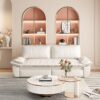 Queen Pull Out Sofa Bed, 3 In 1 Convertible Sleeper Sofa Multifunctional Velvet Loveseat Bed - Beige - Image 7