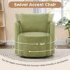 360° Swivel Chair, Accent Barrel Armchair, Upholstered With Curved Design - Green - Image 6