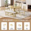 Topmax - 6 Piece Farmhouse Extendable Pedestal Dining Table Set With 18Inch Removable Leaf, Bench And 4 Ladder Back Dining Chairs - Natural - Image 2