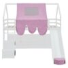 Twin Size Charming House Shaped Loft Bed With Tent And Slide - White / Pink - Image 16