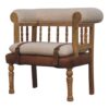 Strapped Hallway Boucle Bench - Beige / Brown - Image 2