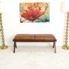 Chad - Mid-Century Modern Leather Bench - Brown / Tan - Image 6