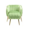 Velvet Accent Chair With Ottoman, Modern Tufted Barrel Chair Ottoman Set For Living Room Bedroom, Golden Finished - Grass Green - Image 12