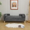Storage Soft Bench With Armrests, Backrest And 2 Bolster Pillows For Living Room, Entryway And Bedroom - Charcoal - Image 5
