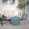 Hansolo - Yarn Square Pouf Ottoman Or Floor Cushion - Teal - Image 2