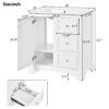 Bathroom Vanity Cabinet With Ceramic Basin, 3 Drawers And Adjustable Shelves - White - Image 7