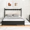 Queen Size Storage Platform Bed With 2 Big Drawers Twin Size Trundle - Espresso - Image 10
