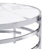 32.48'' Chrome Round Coffee Table With Sintered Stone Top & Sturdy Metal Frame, Modern Coffee Table For Living Room - Silver - Image 9