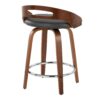 Cassis - Mid-Century Modern Fixed Height Counter Stool With Swivel With Round Footrest (Set of 2) - Walnut / Gray - Image 4