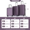 3 Piece Luggage Sets Lightweight Suitcase With Two Hooks, Spinner Wheels, Tsa Lock, (20/24/28) - Purple - Image 3