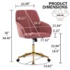 Ergonomic Swivel Office Chair, Comfortable Velvet Backrest Seat, Adjustable For Home And Bedroom - Rose Red - Image 3