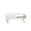 41.34" Rattan Coffee Table, Sliding Door For Storage, Solid Wood Legs, Modern Table For Living Room - White - Image 10