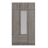 Modern 3 Door Mirror Wardrobe With 2 Drawers And Top Cabinet - Gray - Image 5