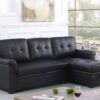 Lexi - Vegan Leather Modern Reversible Sleeper Sectional Sofa With Storage Chaise - Black - Image 5
