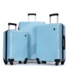 3 Piece Luggage Sets Lightweight Suitcase With Two Hooks, Spinner Wheels, (20/24/28) - Aqua Blue - Image 15