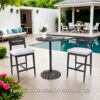 Modern Outdoor Bar Stools, Patio Chairs With Backrest And Footrest, Weather Resistant, Sunbrella Cushions (Set of 2) - Ember Black - Image 5