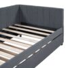 Upholstered Daybed With Trundle Twin Size Sofa Bed Frame No Box Spring Needed, Linen - Gray - Image 9