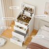 Compact 3 In 1 Vanity Desk With Open Top Mirror, Glass Desktop, 5 Height - White - Image 11