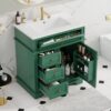 30" Bathroom Vanity With Sink, 1 Tip Out Drawer, 3 Drawers, Door Shelf, Soft Closing Door - Green - Image 4