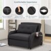 3 In 1 Pull Out Sofa Sleeper With Wing Table And USB Charge - Black - Image 7