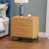Glimmering Nightstand With 3 Drawers And Iron Base - Maple / Black - Image 2