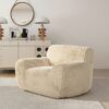 Summit - Faux Sheepskin Overstuffed Arm Chair - Cream Beige - Image 10