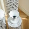 Modern Floor Vase Set Metal Vases With Geometric Pattern, 3 Piece Home Decor Set - White / Black - Image 20
