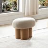Mushroom Stool With Plush Cushion, Wooden Barrel Pipe - Greige / Walnut - Image 10