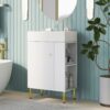 Hearth & Haven Amelia - Bathroom Vanity With Storage Cabinet, Single Ceramic Sink And Right Side Storage - White - Image 2