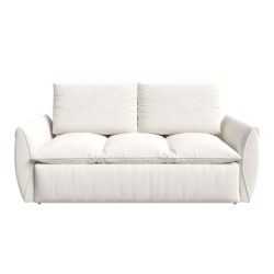 Pull Out Sofa Bed, 3 Seat Convertible Sleeper Sofa With 2 In 1 Pillow And Blanket Set Multifunctional Velvet Loveseat Bed - Beige
