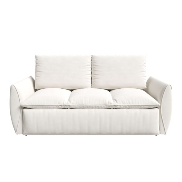 Pull Out Sofa Bed, 3 Seat Convertible Sleeper Sofa With 2 In 1 Pillow And Blanket Set Multifunctional Velvet Loveseat Bed - Beige