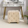 Modern Velvet Upholstered Ottoman, Exquisite Small End Table, Soft Foot Stool, Dressing Makeup Chair, Comfortable Seat For Living Room, Bedroom, Entrance - Beige - Image 8