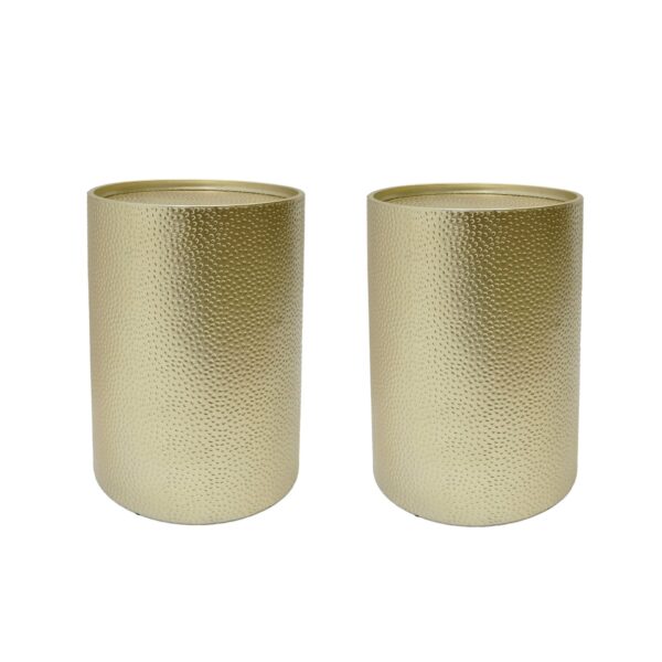 Side Table With Cylindrical Shape And Convenient Table Lip (Set of 2) - Gold