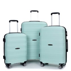 Hardshell Suitcase Spinner Wheels Pp Luggage Sets Lightweight Durable Suitcase With Tsa Lock, 3 Piece Set (20/24/28) - Light Green
