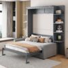 Queen Size Murphy Bed Space Saving Wall Bed With Sofa - Gray - Image 12