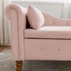 Chaise Lounge Indoor, Velvet Lounge Chair For Bedroom With Storage & Pillow, Modern Upholstered Rolled Arm Chase Lounge For Sleeping With Nailhead Trim For Living Room Bedroom Office - Pink - Image 15