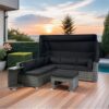 7 Piece Patio Furniture Set With Retractable Canopy Wicker Rattan Sectional Sofa Set Patio Furniture With Washable Cushions For Lawn, Garden, Backyard, Poolside Wicker And Cushion - Gray / Black - Image 5