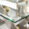 Clear Glass With Polished Stainless Steel Base Dining Table - Silver - Image 9