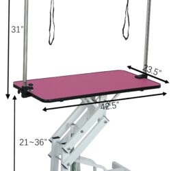 Hydraulic Pet Grooming Table With"H" Arm - Pink