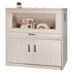 Guinea Pig Cages, Hamster Cage Wood With Independent Storage Cabinet, House For Rat Chinchilla With Guinea Pig Hutch And Bridge, Openable Top With Acrylic Sheets - Natural Wood