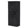 Stylish Bathroom Storage Cabinet With 2 Laundry Baskets And Drawer - Black - Image 13
