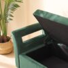 Wide Storage Soft Ottoman Bench With Armrests, Footrest Bed End Stool For Living Room, Dorm, Entryway And Bedroom - Green - Image 9