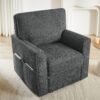360 Degree Swivel Chair Accent Barrel Armchair With Side Pockets, Compact Design For Living Room, Bedroom, Office - Gray - Image 12