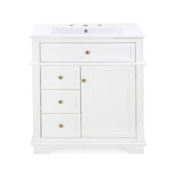 Freestanding 30" Bathroom Vanity With Sink, Soft Closing Door, Tip Out Drawer - White