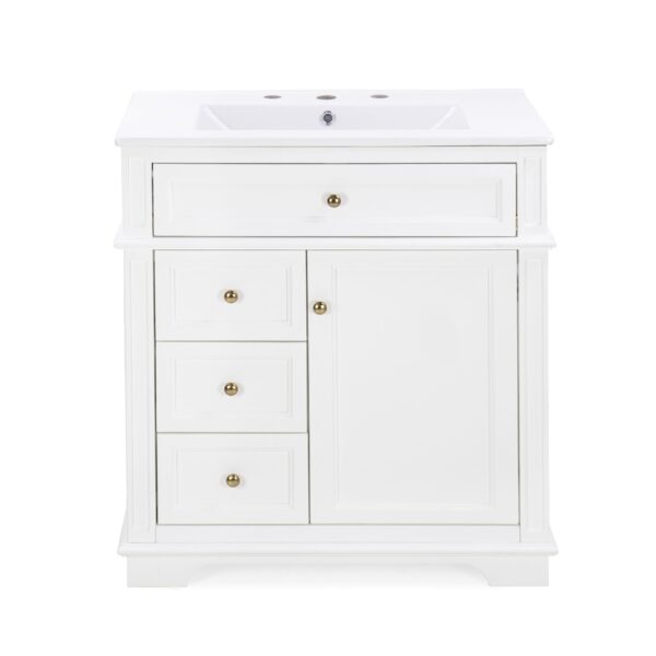 Freestanding 30" Bathroom Vanity With Sink, Soft Closing Door, Tip Out Drawer - White