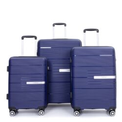 Hardshell Suitcase Double Spinner Wheels Pp Luggage Sets Lightweight Durable Suitcase With Tsa Lock, 3 Piece Set (20/24/28) - Navy