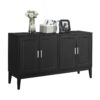 4 Door Sideboard Storage Cabinet With Door Shelf For Living Room And Dining Room, 2 Large Cabinets With Adjustable Shelf - Black - Image 10