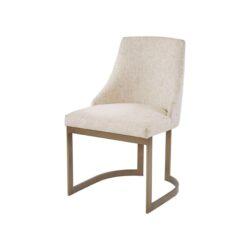 Contemporary Modern Accent Dining Chairs With Antique Gold Metal Frame (Set of 2) - Cream